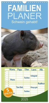 Familienplaner 2025 - Schwein gehabt! mit 5 Spalten (Wandkalender, 21 x 45 cm) CALVENDO
