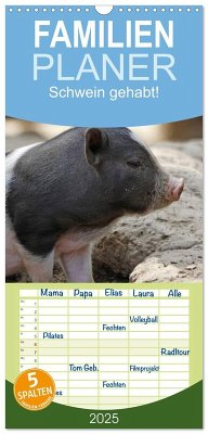 Familienplaner 2025 - Schwein gehabt! mit 5 Spalten (Wandkalender, 21 x 45 cm) CALVENDO - Calvendo;Lindert-Rottke, Antje