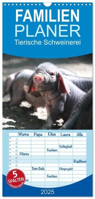 Familienplaner 2025 - Tierische Schweinerei mit 5 Spalten (Wandkalender, 21 x 45 cm) CALVENDO