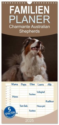 Familienplaner 2025 - Charmante Australian Shepherds mit 5 Spalten (Wandkalender, 21 x 45 cm) CALVENDO