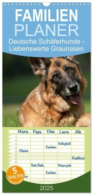 Familienplaner 2025 - Deutsche Schäferhunde - Liebenswerte Graunasen mit 5 Spalten (Wandkalender, 21 x 45 cm) CALVENDO