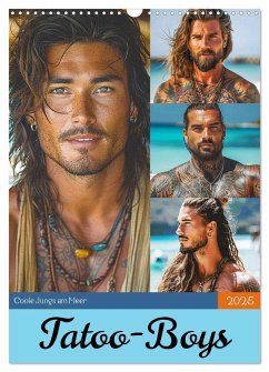 Tatoo-Boys. Coole Jungs am Meer (Wandkalender 2025 DIN A3 hoch), CALVENDO Monatskalender - Calvendo;Hurley, Rose