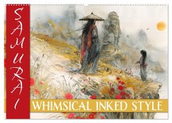 Samurai - whimsical inked style (Wandkalender 2025 DIN A2 quer), CALVENDO Monatskalender