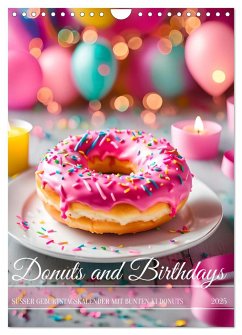 Donuts and Birthdays, süßer Geburtstagskalender mit bunte KI Donuts (Wandkalender 2025 DIN A4 hoch), CALVENDO Monatskalender - Calvendo;Schimak, Fred