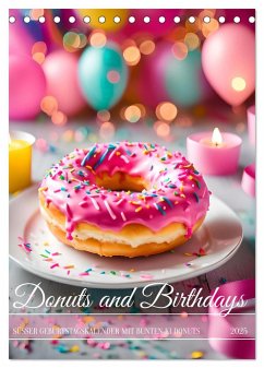 Donuts and Birthdays, süßer Geburtstagskalender mit bunte KI Donuts (Tischkalender 2025 DIN A5 hoch), CALVENDO Monatskalender - Calvendo;Schimak, Fred