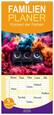 Familienplaner 2025 - Konzert der Farben mit 5 Spalten (Wandkalender, 21 x 45 cm) CALVENDO