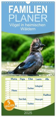 Familienplaner 2025 - Vögel in heimischen Wäldern mit 5 Spalten (Wandkalender, 21 x 45 cm) CALVENDO