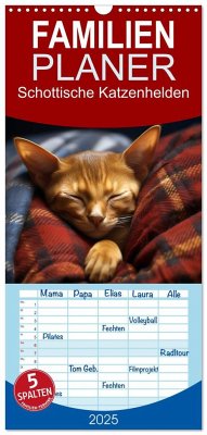 Familienplaner 2025 - Schottische Katzenhelden mit 5 Spalten (Wandkalender, 21 x 45 cm) CALVENDO
