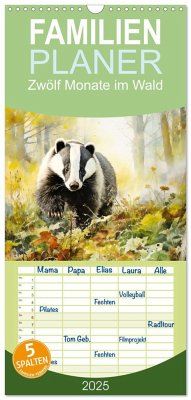 Familienplaner 2025 - Zwölf Monate im Wald mit 5 Spalten (Wandkalender, 21 x 45 cm) CALVENDO