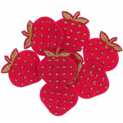 Cover Filzstreu Erdbeeren, rot-gold bestickt, 8 Stk