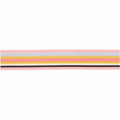 Webband Multi Streifen, Rosa/Schwarz/Iri/Grau/Gelb/Blau