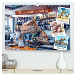 Dinosaurier-Alltag - Wenn sie nicht ausgestorben wären! (hochwertiger Premium Wandkalender 2025 DIN A2 quer), Kunstdruck in Hochglanz