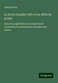 La loi du 29 juillet 1881 et les délits de presse