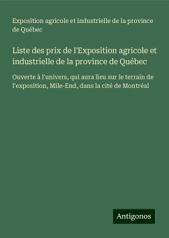 Liste des prix de l'Exposition agricole et industrielle de la province de Québec - Exposition agricole et industrielle de la province de Québec