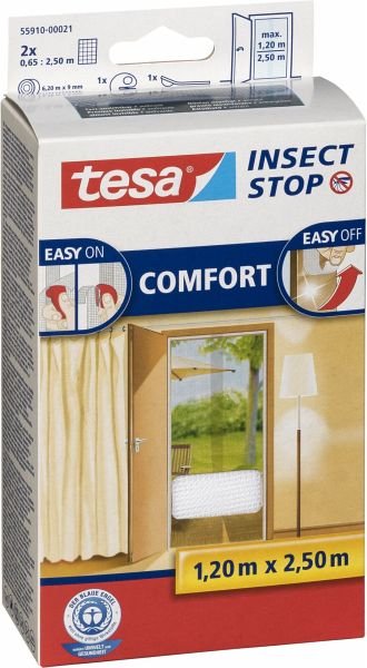 Tesa Fliegengitter für Türen 2 Stück 0,65x2,20m weiß 55389
