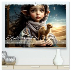 Elfenkinder und ihre Freunde - Magie und Natur im Einklang (hochwertiger Premium Wandkalender 2025 DIN A2 quer), Kunstdruck in Hochglanz