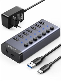 UGREEN USB-C to 7-Port USB-A 3.0 Hub DC 12V EU
