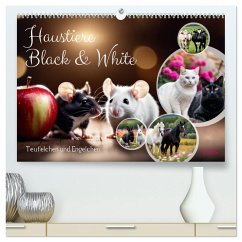 Haustiere - Black and White (hochwertiger Premium Wandkalender 2025 DIN A2 quer), Kunstdruck in Hochglanz