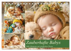 Zauberhafte Babys. Süße Momente mit niedlichen Tieren (Tischkalender 2025 DIN A5 quer), CALVENDO Monatskalender