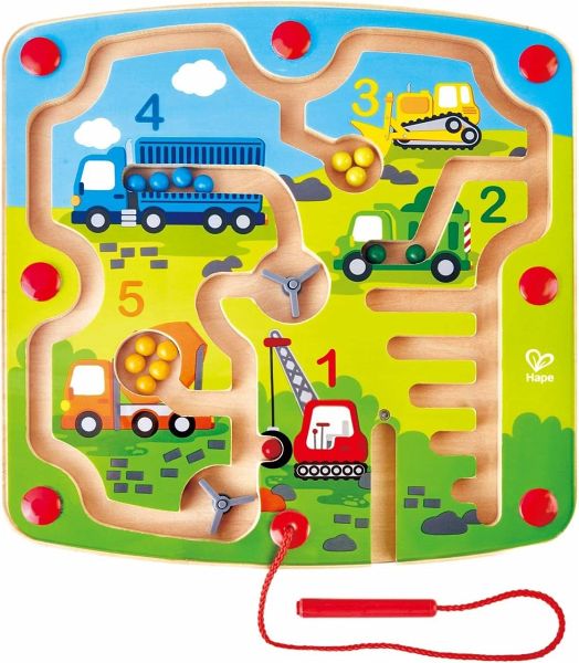 Hape E1713 - Baufahrzeuge Labyrinth, Magnetspiel, Feinmotorik, ab 24 Monaten