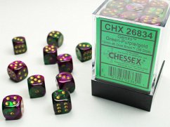 GeminiŽ 12mm d6 Green-Purple/gold Dice Block (36 dice)