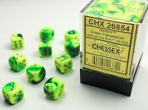 GeminiŽ 12mm d6 Green-Yellow/silver Dice Block (36 dice)
