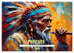 Portraits im Stil amerikanischer Ureinwohner (Wandkalender 2025 DIN A3 quer), CALVENDO Monatskalender