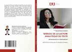 MANUEL DE LA LECTURE ANALYTIQUE DU TEXTE