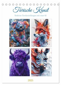 Tierische Kunst (Tischkalender 2025 DIN A5 hoch), CALVENDO Monatskalender
