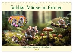 Goldige Mäuse im Grünen (Wandkalender 2025 DIN A3 quer), CALVENDO Monatskalender