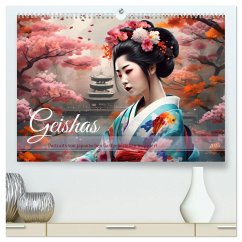 Geishas Portraits von japanischen Gastgeberinnen inspiriert (hochwertiger Premium Wandkalender 2025 DIN A2 quer), Kunstdruck in Hochglanz