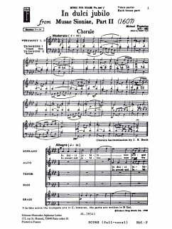 Cover In dulci jubilo for mixed chorus,2 trumpets and 2 trombones score in C