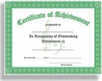 Certificate of Achievement - 10 Pack (Green)