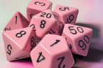 Opaque Polyhedral Pastel Pink/black 7-Die Set