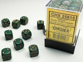 Opaque 12mm d6 Dusty Green/copper Dice Block (36 dice)