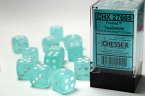 Frosted 16mm d6 Teal/white Dice Block (12 dice)