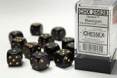 Opaque 16mm d6 Black/gold Dice Block (12 dice)