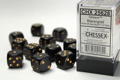 Opaque 16mm d6 Black/gold Dice Block (12 dice)