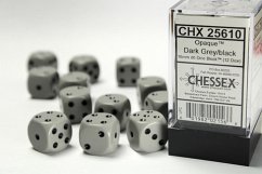 Opaque 16mm d6 Grey/black Dice Block (12 dice)