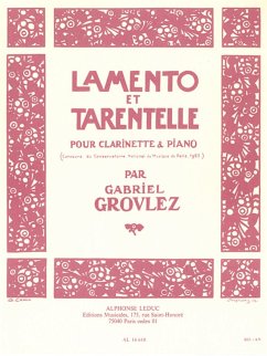 Cover Lamento et Tarentelle pour clarinette et piano