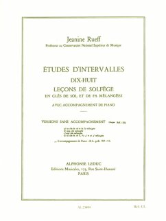 Cover RUEFF ETUDES D'INTERVALLES 18 LECONS DE SOLFEGE AVEC ACCOMPAGNEMENT BL908