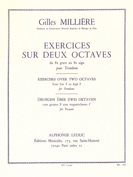 MILLIERE EXERCICES SUR 2 OCTAVES (DU FA GRAVE AU FA AIGU) TROMBONE MILLIERE EXERCICES SUR 2 OCTAVES (DU FA GRAVE AU FA AIGU) TROMBONE