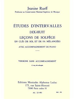 Cover RUEFF ETUDES D'INTERVALLES 18 LECONS DE SOLFEGE 5 CLES VERSION B SANS ACCT