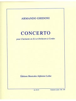 Cover Concerto pour clarinette et orchestre a cordes pour clarinette et piano