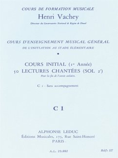 VACHEY COURS ENSEIGNT MUSICAL GENERAL 1ERE ANNEE(INIT.)50 LECT.1 CLE FIN ANNEE S/AC(C1)