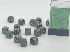 ScarabŽ 12mm d6 Jade/gold Dice Block (36 dice)