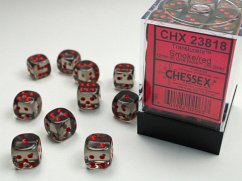 Translucent 12mm d6 Smoke/red Dice Block (36 dice)