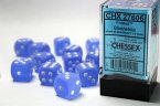 Frosted 16mm d6 Blue/white Dice Block (12 dice)