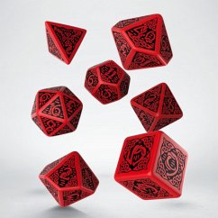 Celtic 3D Revised Red & black Dice Set (7)