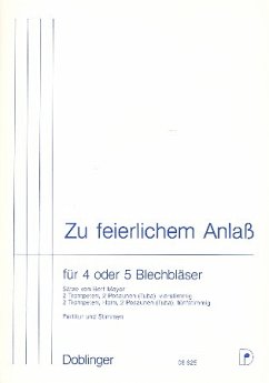 Cover ZU FEIERLICHEM ANLASS FUER 4 ODER 5 BLECHBLAESER PARTITUR+STIMMEN